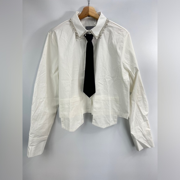 52B. Button Front Long Sleeve With Tie - Picture 3 of 11